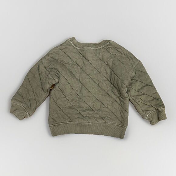 Hanna Andersson 2T Quilted Pullover Olive Green Crewneck Sweatshirt - Picture 3 of 7
